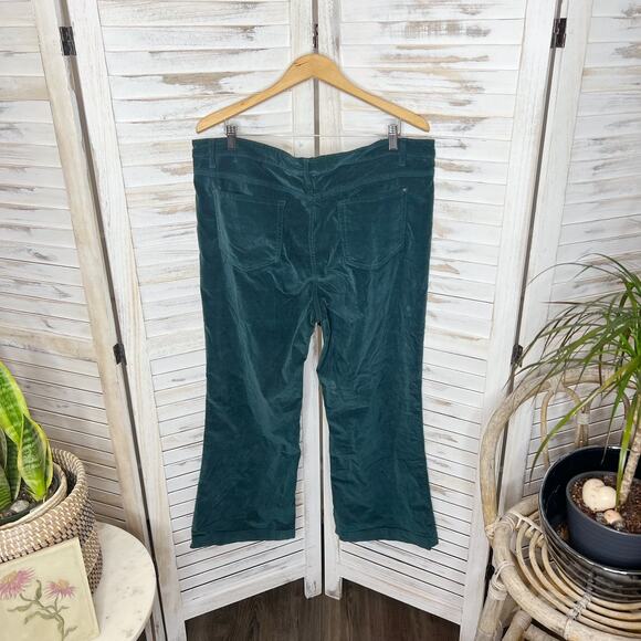 SOFT SURROUNDINGS Women's PLUS 18 Petite Velvet Pant Jean Teal Green Boot Flare - Picture 3 of 11
